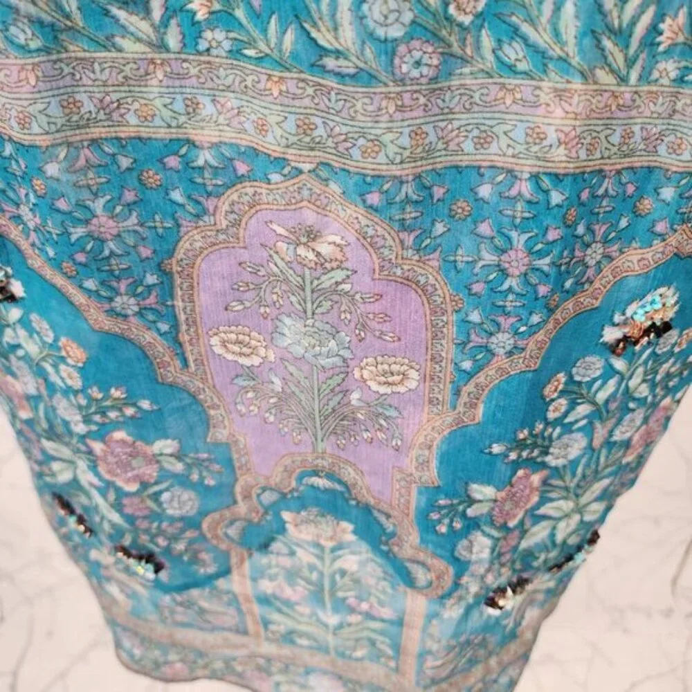 Zadig & Voltaire Floral Print Chiffon Beaded Dropwaist Rima Dress - Picture 10 of 12